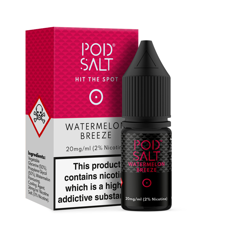 POD SALT WATERMELON BREEZE 10ML NICOTINE SALT E-LIQUID