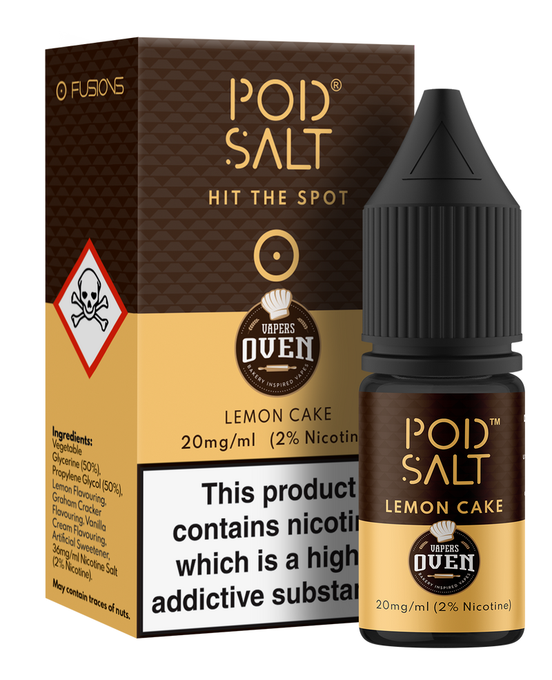 POD SALT LEMON CAKE 10ML NICOTINE SALT E-LIQUID FUSION