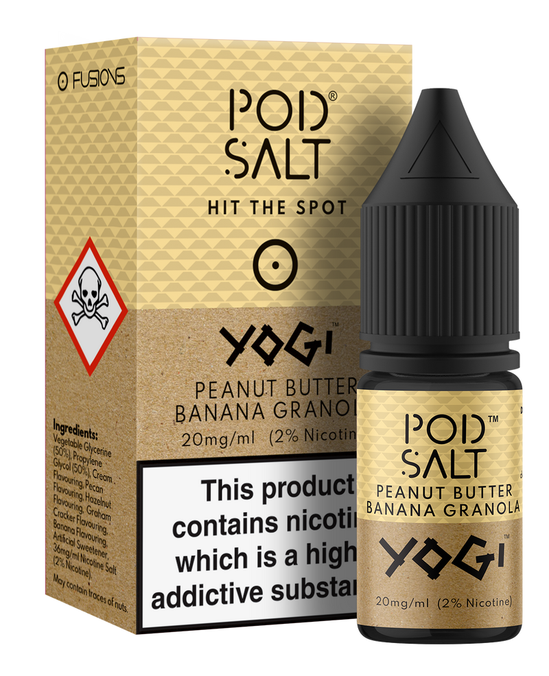 POD SALT YOGI PEANUT BUTTER BANANA GRANOLA 10ML NICOTINE SALT E-LIQUID FUSION